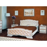 Кровать Карина-10 (дуб молочный/светлый кожзам), 160 см